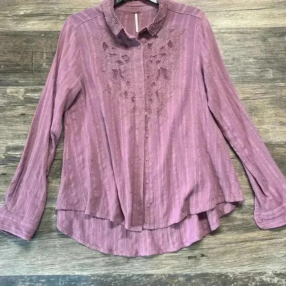 Free People Tops - Free People Purple Button Down Shirt Womens Size Medium